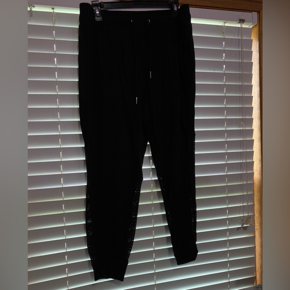 Avia Black Mesh-Trim Track Joggers